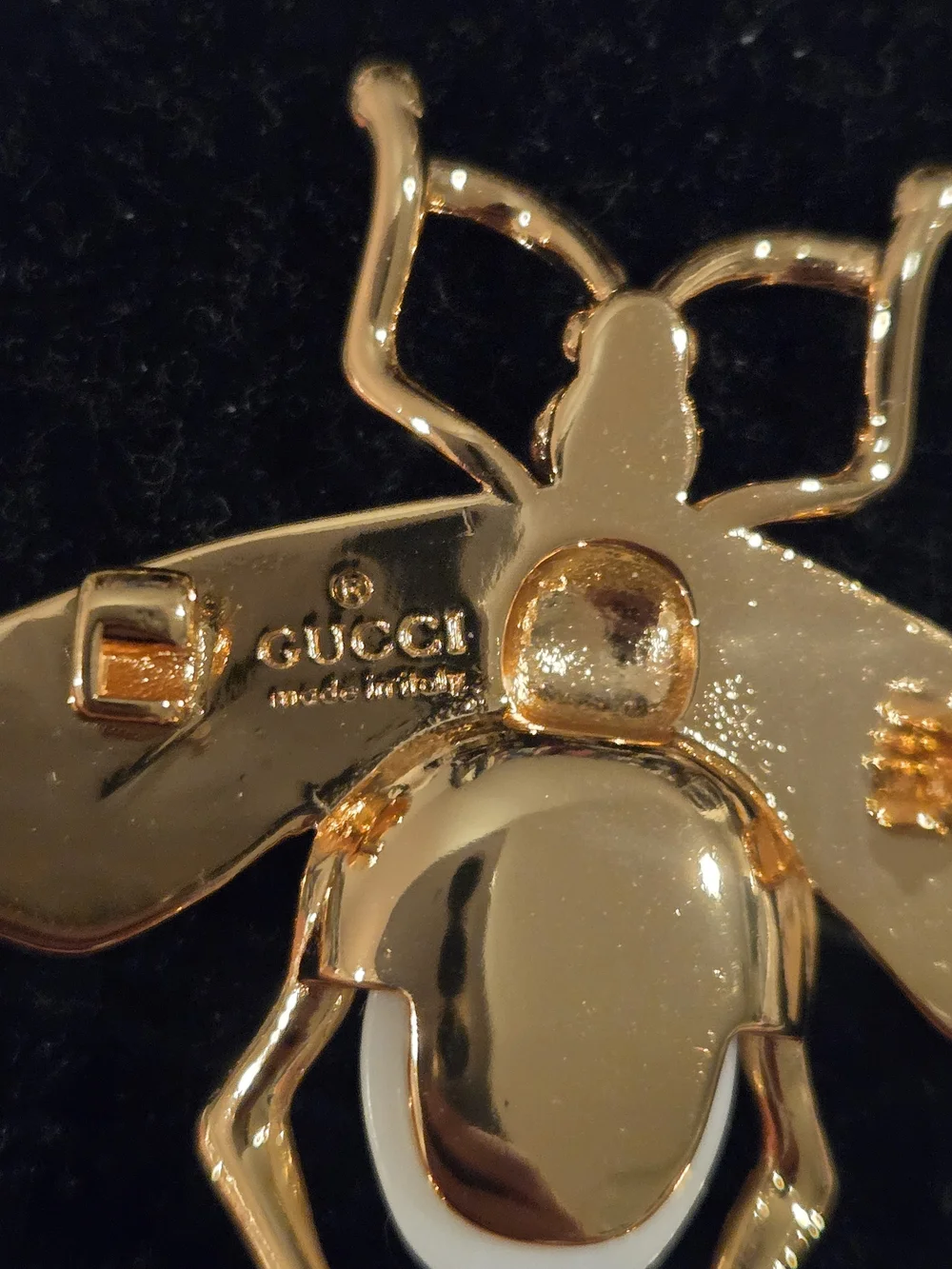 18kgp Gucci Gold Bee Brooch with Pearl Accent - Women's Jewelry